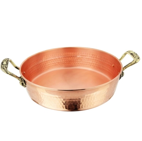 Таз. 3 л. медный кованый с латун. ручк. "Ягоды" 