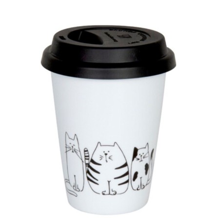 Кружка на вынос с крышкой "Забавные коты", 380 мл. Koenitz
