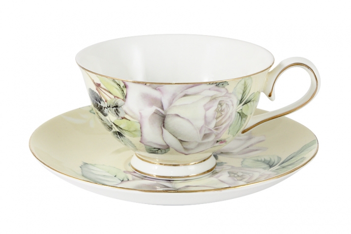 Чашка с блюдцем "Белые розы" Colombo, 250 мл.