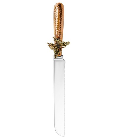 Нож д/хлеба "Бабочки" медный кованый с чернью