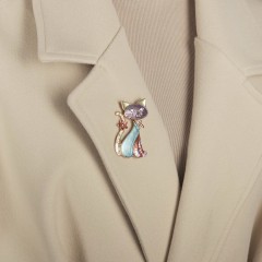 Брошь Кот с цветком XZ0713.15 BR/G Shadore