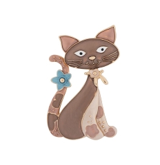 Брошь Кот с цветком XZ0713.15 BR/G Shadore