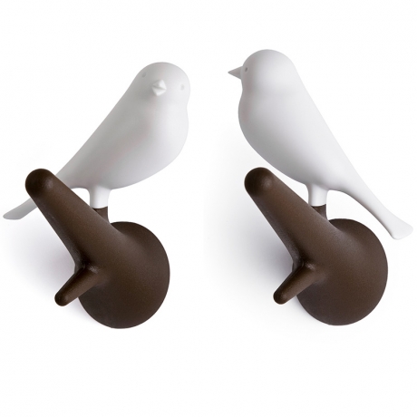 Вешалки настенные Sparrow 2 шт. коричневые/белые