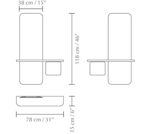 Зеркало One More Look, дуб, антрацит серый, 118x78x15 см. Umage