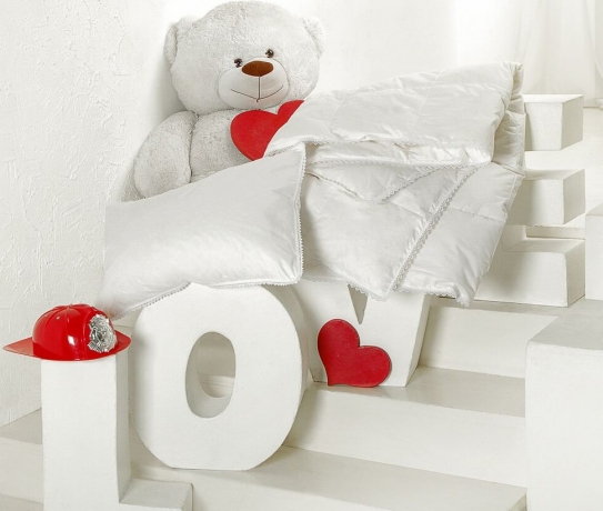 Одеяло всесезонное (для детей до 3 лет) "Пуховое Облако" 100х150, из белого гусиного пуха, кассетная технология