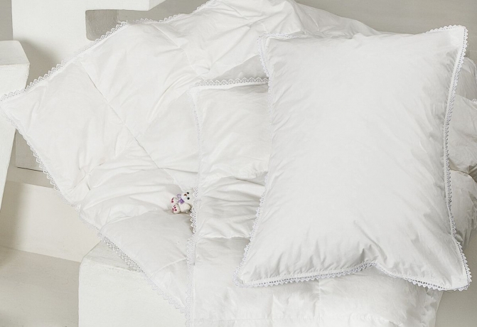 Одеяло всесезонное (для детей до 3 лет) "Пуховое Облако" 100х150, из белого гусиного пуха, кассетная технология