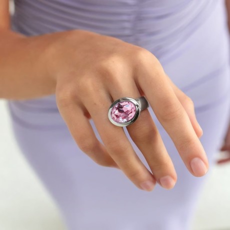 Кольцо TIVOLA big S light rose  18.5 мм