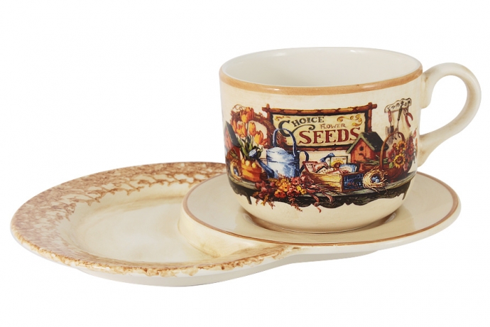 Чашка на маленьком подносе Садовые цветы, 0,5 л. LCS