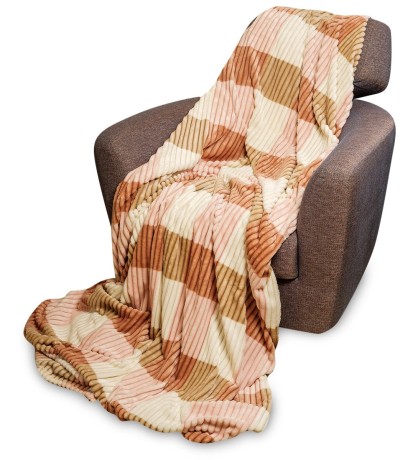 ЯЛ-14-06/8 Плед бежево-розовый "Клетка"