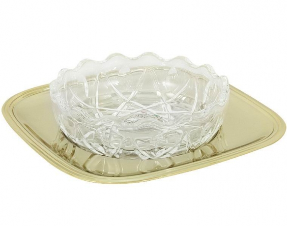 Вазочка для варенья на металлическом подносе (золотая), 16 см, gamma