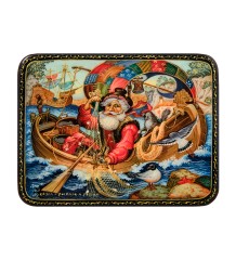 ШК-19/44 Шкатулка в технике декупаж "Сказка о рыбаке и рыбки" (10х8х3,5)