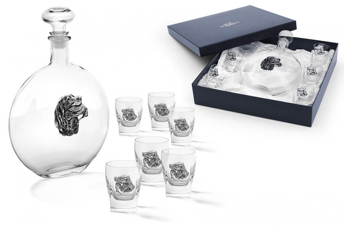 Набор из штофа и 6-ти стопок для водки "Спаниэль" Gamma