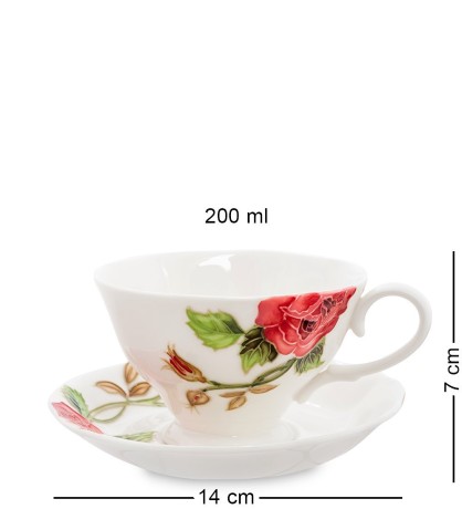 JS-08 Чайный набор на 2 перс. "Роза Рафаэлло" (Pavone)