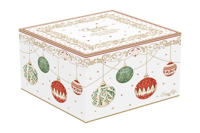 Пара кофейная, 2 перс, 4 пр, 80 мл, фарфор P, белая, Новогодние шары, Christmas Eve, Easy Life